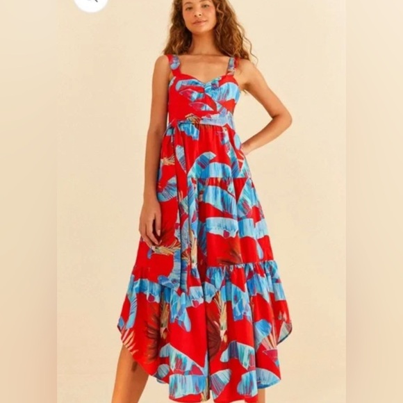 Farm Rio Sweet Jungle Red Midi Dress - Picture 7 of 9